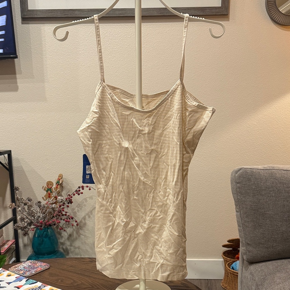 Patagonia Beige and White Striped Tank Top